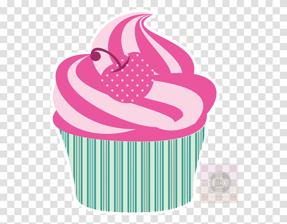 Picture Watermark Cup Cake Pink, Cupcake, Cream, Dessert, Food Transparent Png
