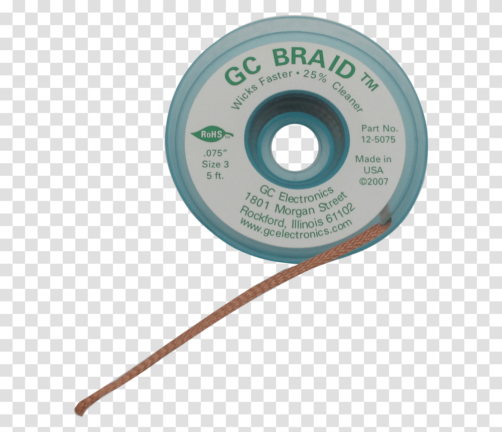 Pictured 0 075ampquot Diameter Gc Braid, Tape, Disk Transparent Png