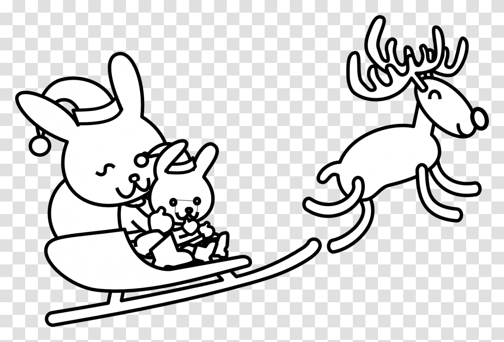 Pictures Gallery Christmas Bunny Coloring Pages, Sled, Animal, Label Transparent Png