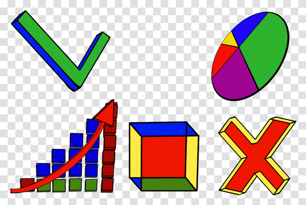 Pie Chart Graph X Mark Increase Arrow Checkmark, Lighting, Rubix Cube Transparent Png