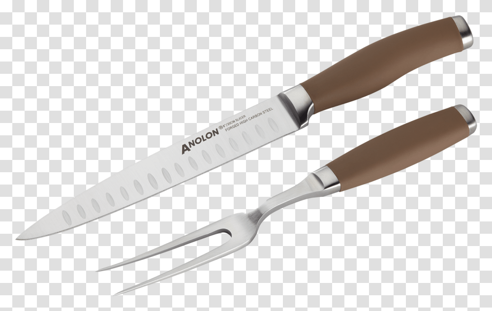 Piece Carving Knife And Meat Fork Set Anolon, Cutlery Transparent Png