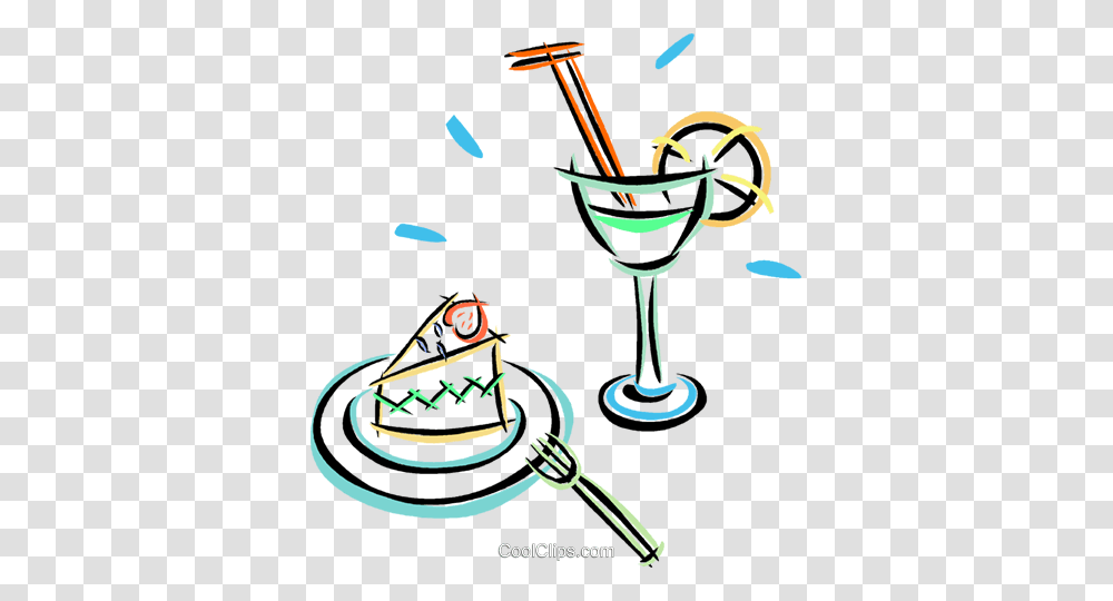 Piece Of Cake With A Cocktail Royalty Free Vector Clip Art, Glass, Alcohol, Beverage, Drink Transparent Png