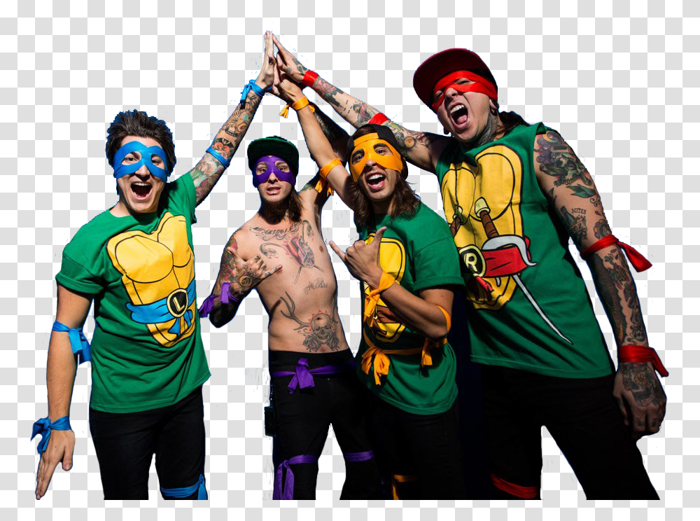 Pierce The Veil Ninja Turtles Band Pierce The Veil, Skin, Person, Tattoo, Helmet Transparent Png