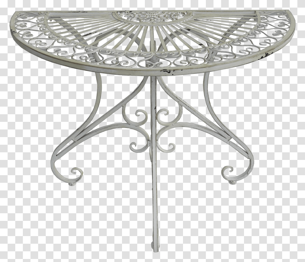 Pierced Demi Lune Metal Garden Table Patio Foyer Demi Coffee Table, Furniture, Chair, Cross Transparent Png