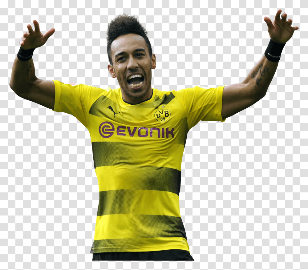 Pierre Emerick Aubameyangrender Bayern Vs Dortmund 20 Dec 2017, T-Shirt, Person, People Transparent Png