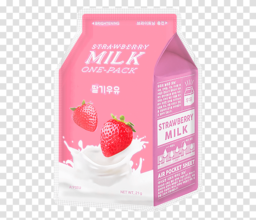 Pieu Strawberry Milk One Pack, Beverage, Drink, Food, Fruit Transparent Png