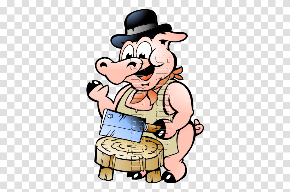 Pig Butcher With Butcher Block Pig Butcher Logo, Hand Transparent Png