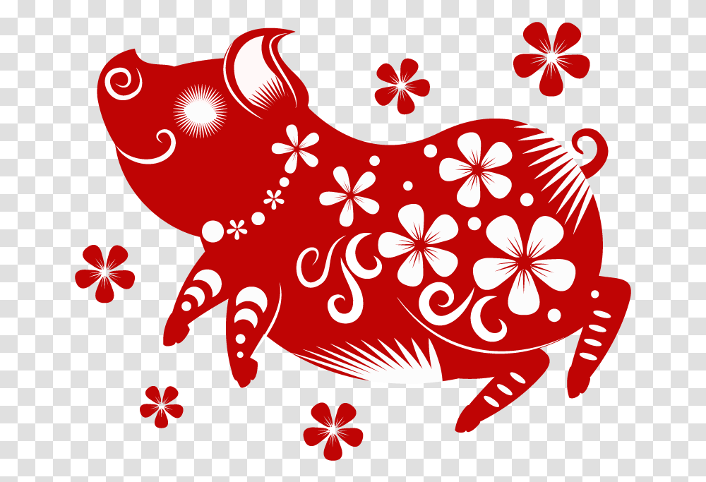 Pig Chinese Paper Cutting, Floral Design, Pattern Transparent Png