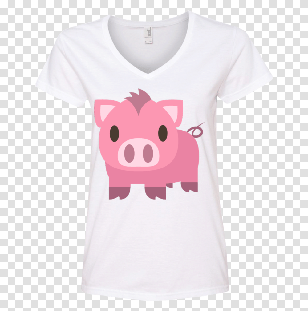 Pig Emoji Ladies Pig With Heart Eyes, Apparel, T-Shirt, Mammal Transparent Png