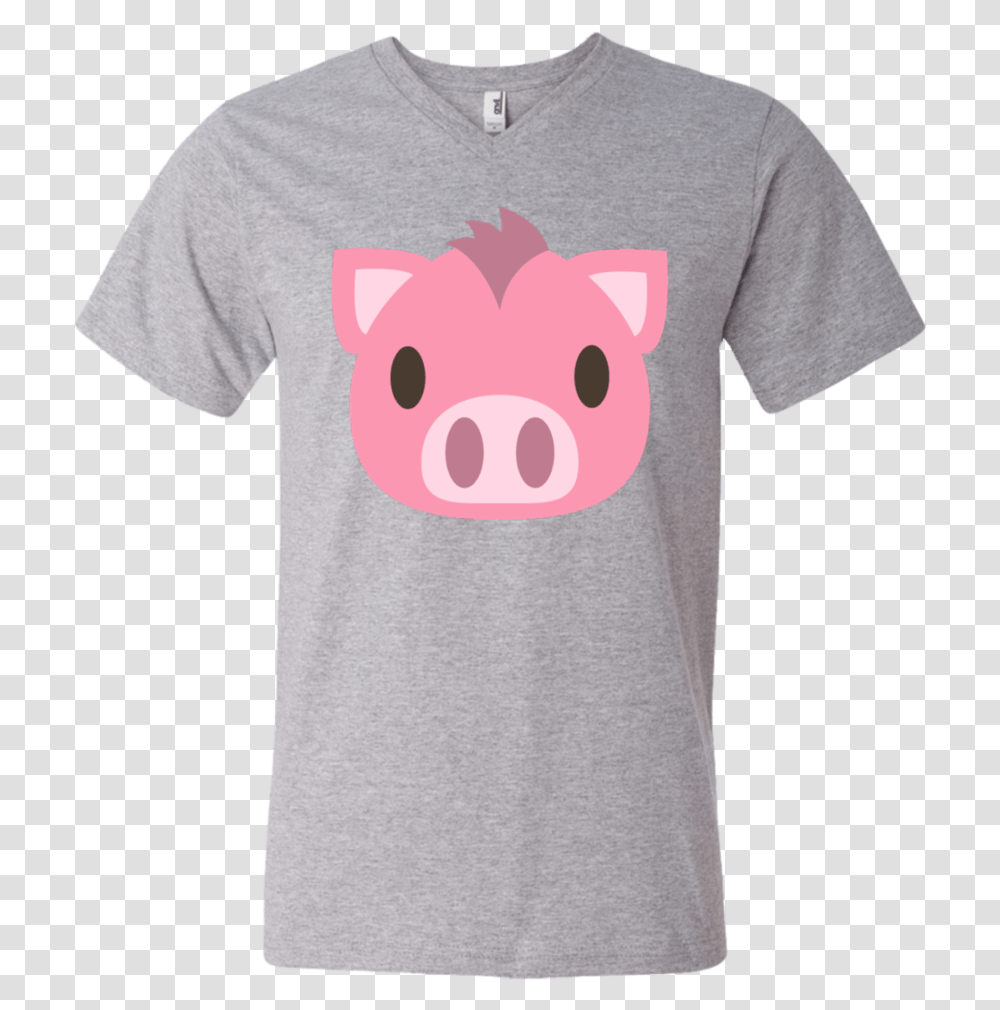 Pig Face Pig Face Emoji Men's V Neck T Shirt, Apparel, T-Shirt, Sleeve Transparent Png