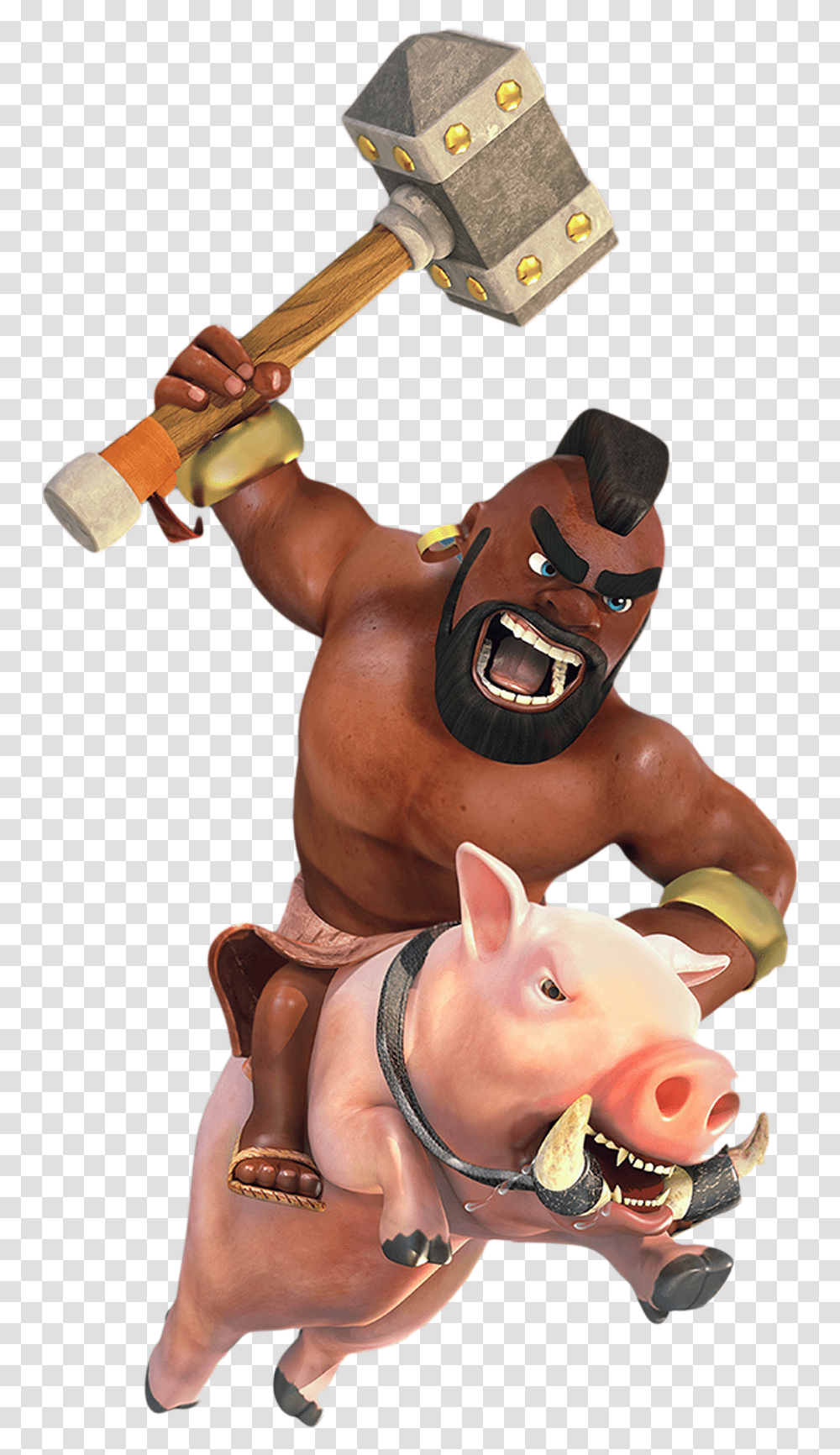 Pig Figurine Royale Clans Hq Image Hog Rider, Hammer, Tool, Person, Human Transparent Png