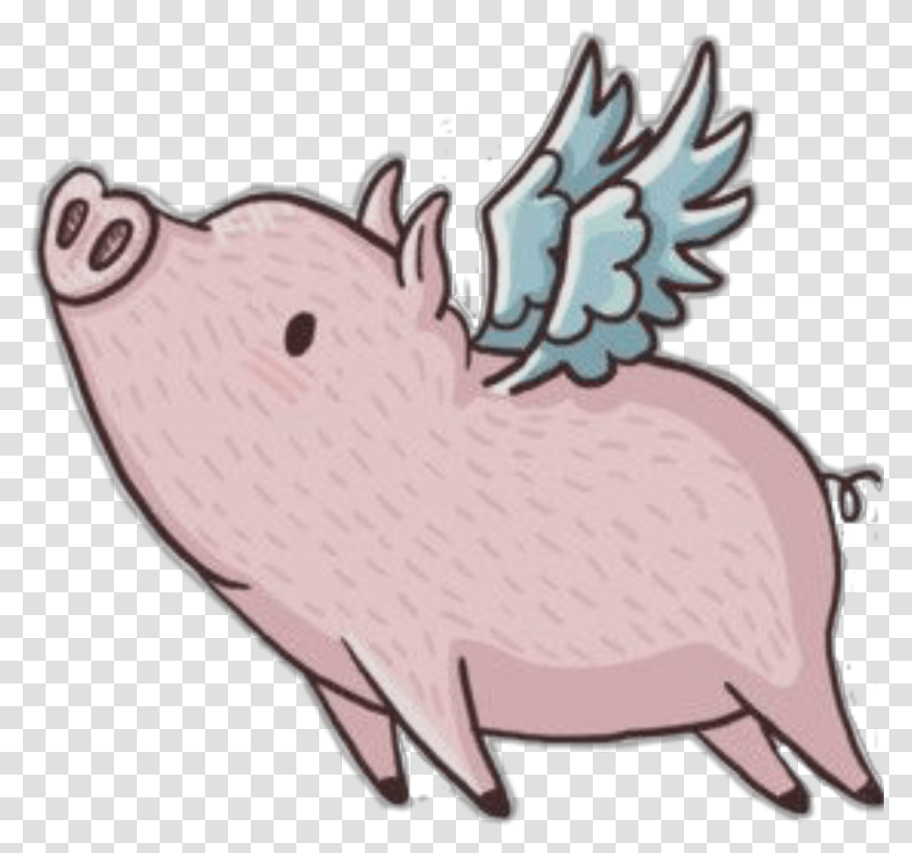 Pig Flying Freetoedit Cartoon Pig With Wings, Animal, Mammal, Bird, Cupid Transparent Png