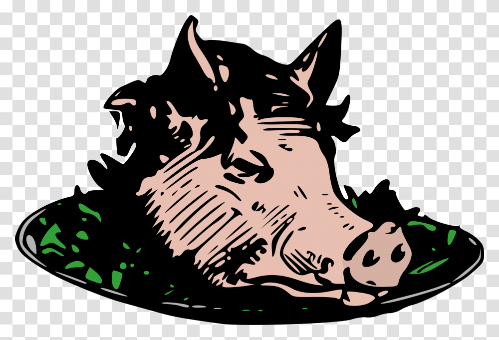 Pig Head Dinner Clip Arts Pig Head On A Playe, Drawing, Mammal, Animal Transparent Png