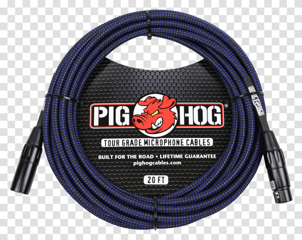 Pig Hog Mic Cable Black Amp Blue Woven Xlr 20ft Pig Hog Microphone Cable Woven, Hose, Helmet, Apparel Transparent Png