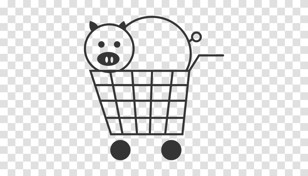 Pig In A Shopping Cart Icon Transparent Png