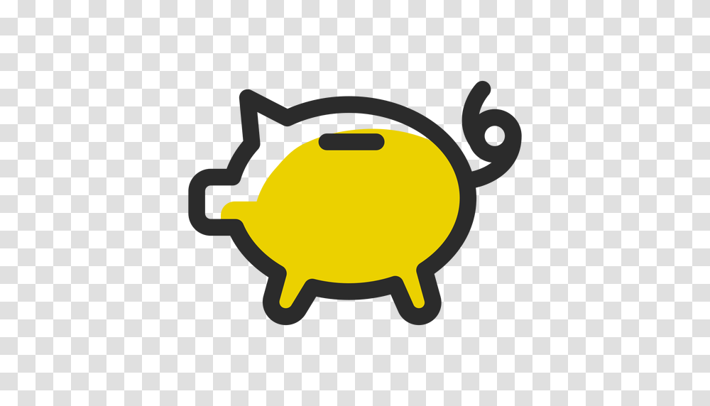 Pig Money Box Colored Stroke, Animal, Piggy Bank, Pac Man, Silhouette Transparent Png