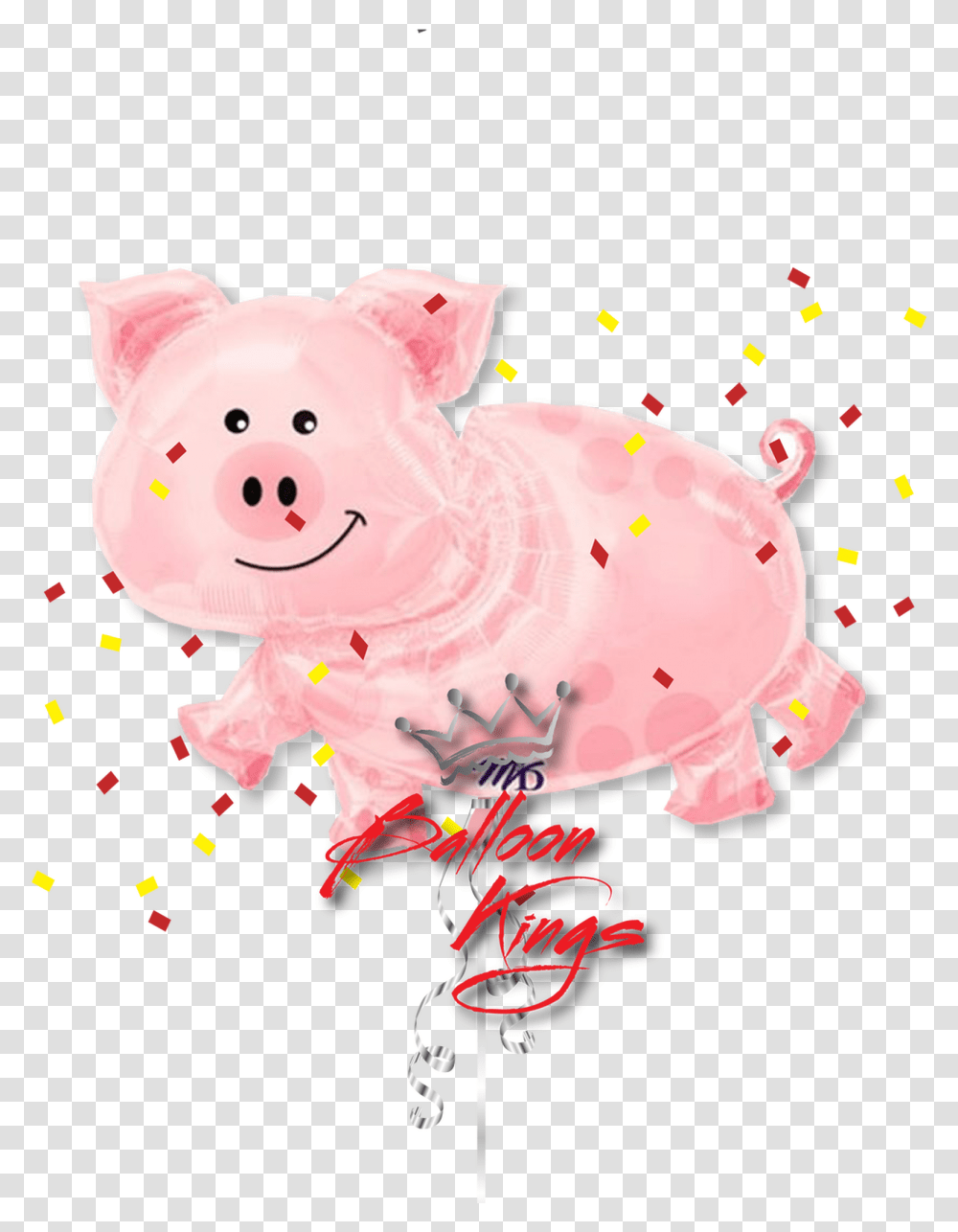 Pig Pig With Balloon, Paper, Confetti, Piggy Bank, Mammal Transparent Png