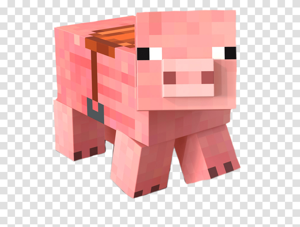 Pig Scpinkpig Pinkpig Minecraft Videogame Pink Animals Minecraft Pig With Saddle, Toy, Crystal Transparent Png