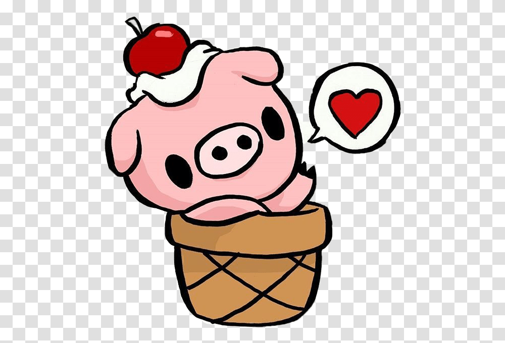 Pig Stickerchallenge Pig Icecreamcone Heart Cute Freeto Easy Cute Animal Drawings, Dessert, Food, Creme, Sweets Transparent Png