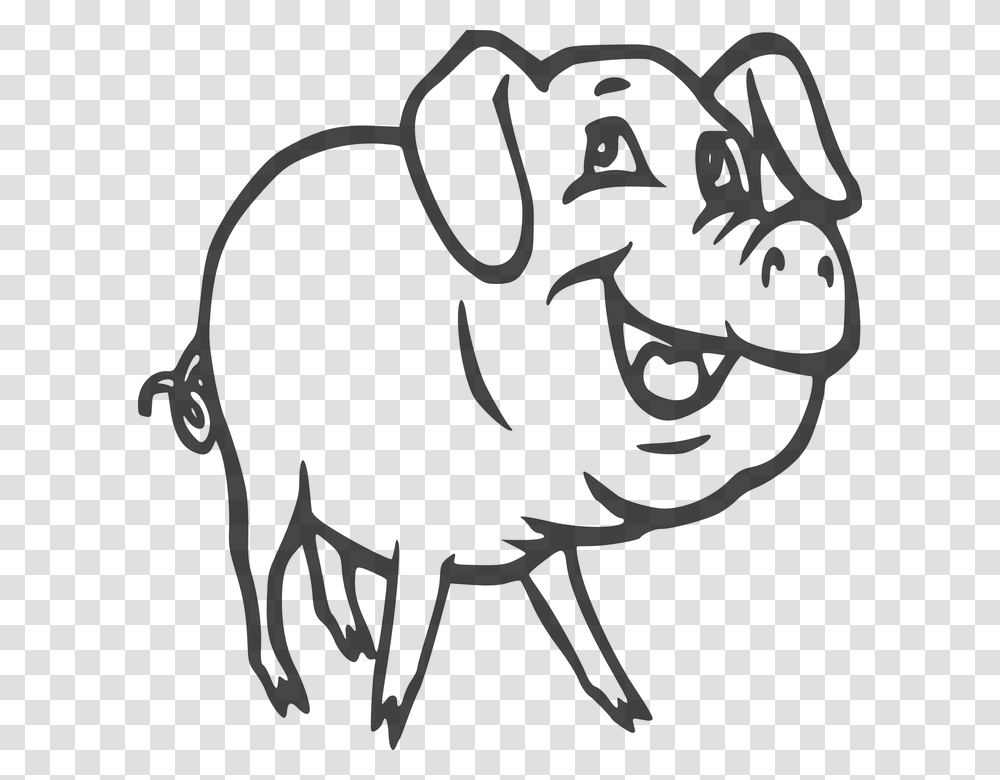 Pig Swine Hog Pork Farm Animal Domestic Meat Pig Black White, Statue, Sculpture, Gargoyle Transparent Png