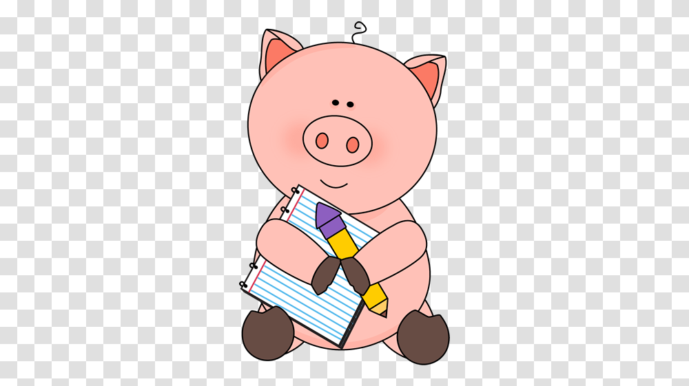 Pig With Notepad And Pencil Animal With Pencil Clipart Animal Writing Clipart Black And White, Face, Throat Transparent Png
