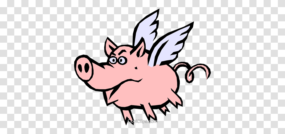 Pig With Wings Royalty Free Vector Clip Art Illustration, Animal, Mammal, Snout Transparent Png