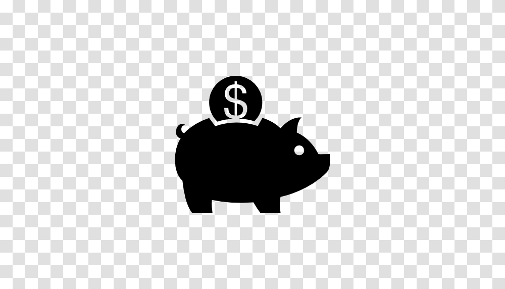 Piggy Bank And A Coin Of Dollar Vector Icon, Stencil, Logo, Trademark Transparent Png