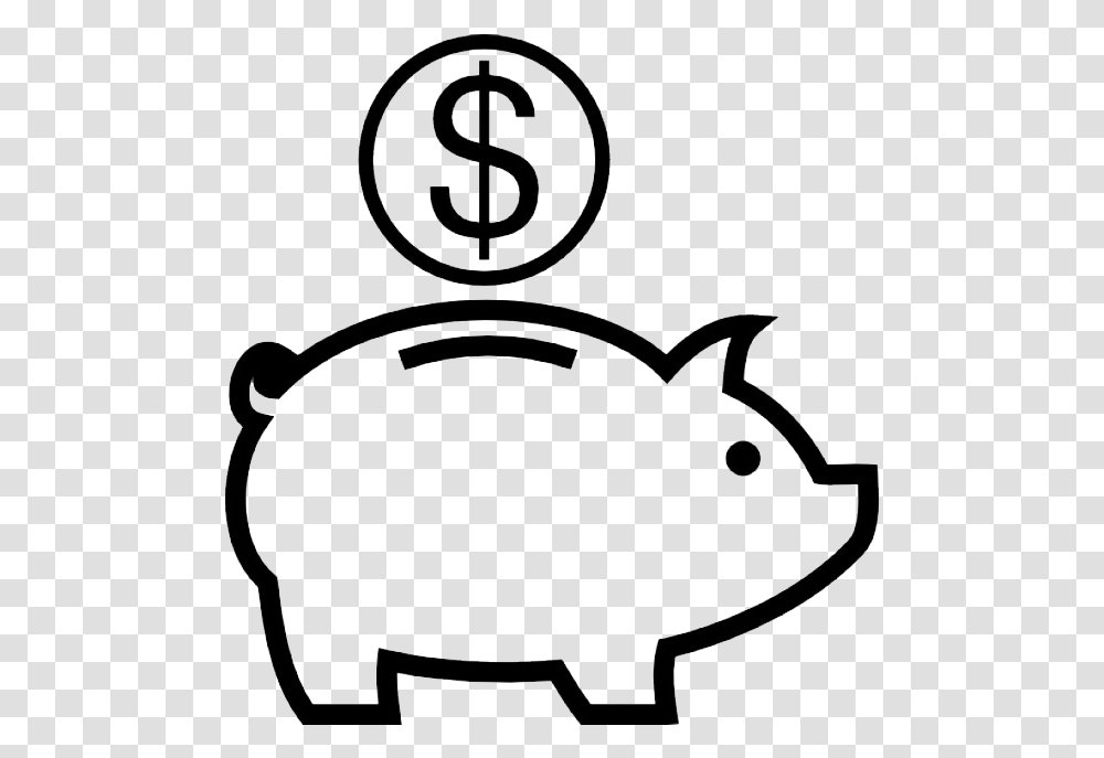 Piggy Bank Clipart Black And White, Bow, Stencil Transparent Png