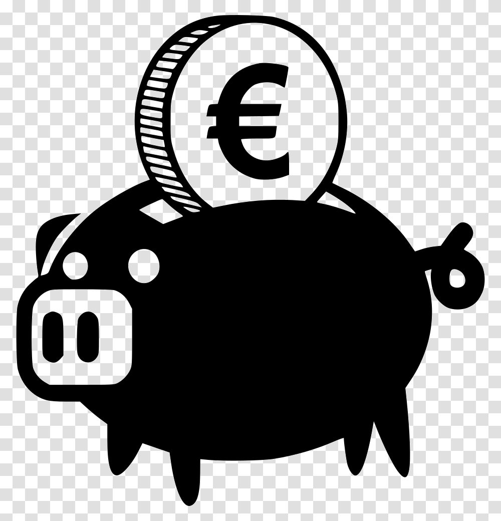 Piggy Bank Euro Icon Free Download, Stencil, Lawn Mower, Tool, Silhouette Transparent Png