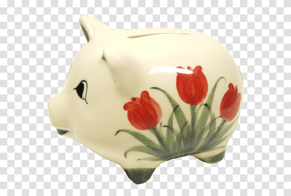 Piggy Bank Red Tulip Ceramic, Porcelain, Pottery, Rose Transparent Png