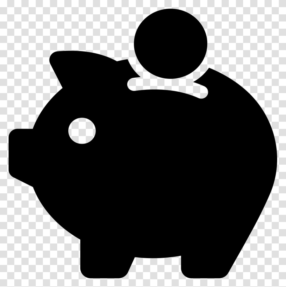 Piggy Bank Vector White Clipart Download, Silhouette, Stencil Transparent Png