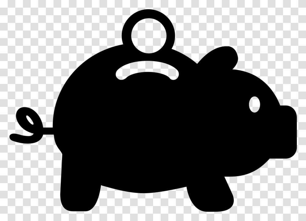 Piggy Bank With Co Icon Free Download, Stencil, Silhouette, Mammal, Animal Transparent Png