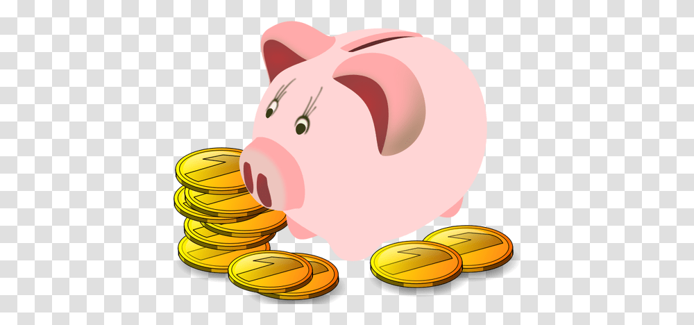 Piggy Bank With Coins Around It Vector Graphics, Mammal, Animal, Snowman, Winter Transparent Png