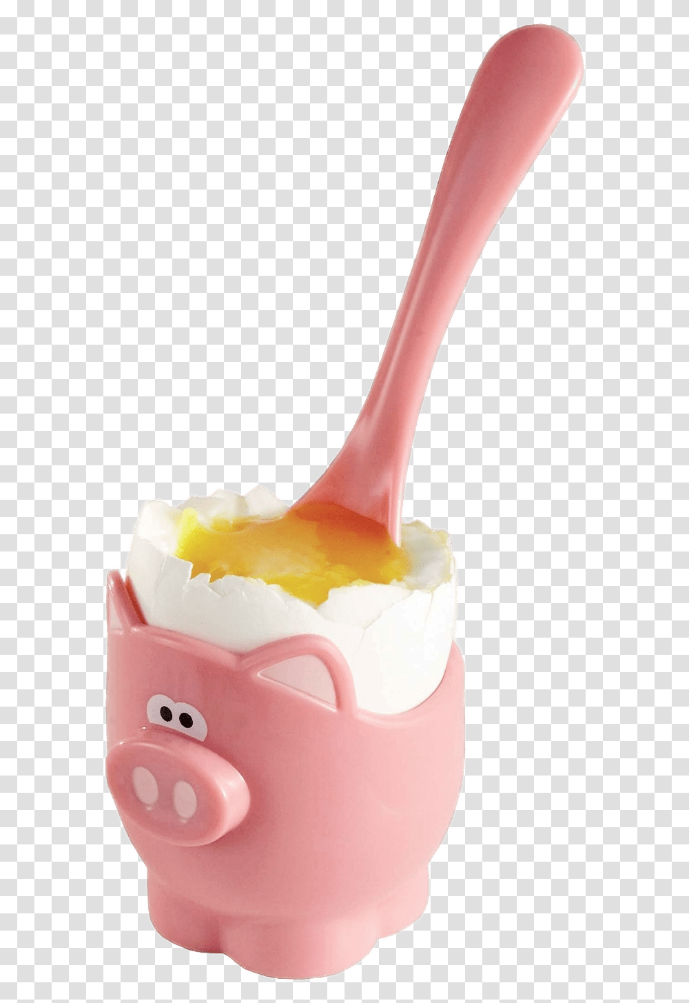 Piggy Egg Cup And Spoon Egg Cup And Spoon, Cutlery, Food, Butter, Dessert Transparent Png