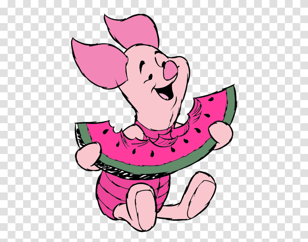 Piglet From Winnie The Pooh Eating, Plant, Fruit, Food, Watermelon Transparent Png