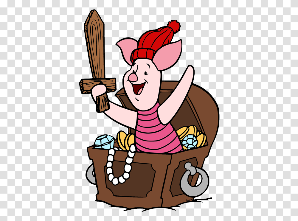Piglet In Treasure Chest Piglet Pirate Clipart, Performer Transparent Png