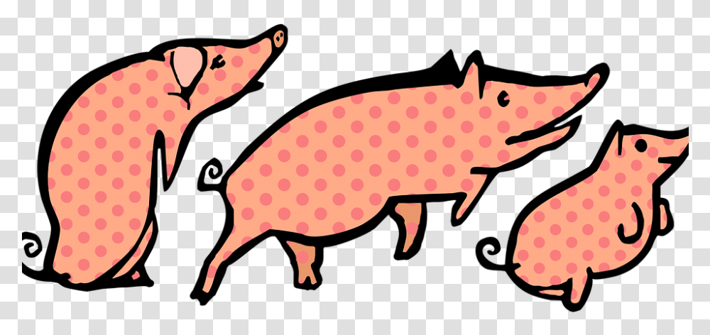 Pigs Polka Dots Animals Swine Domestic Farming The Three Little Pigs, Reptile, Mammal, Wildlife, Amphibian Transparent Png
