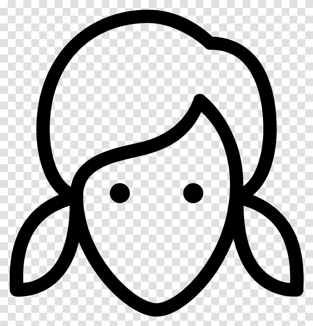 Pigtails Haircut Icon Line Art, Gray, World Of Warcraft Transparent Png
