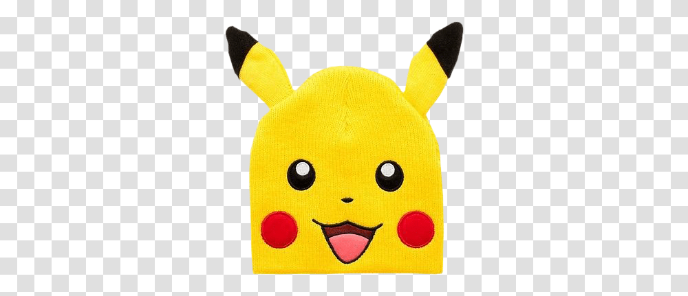 Pikachu Beanie With Ears Knitted Yellow Pikachu Pokemon Soft, Plush, Toy, Applique, Pac Man Transparent Png
