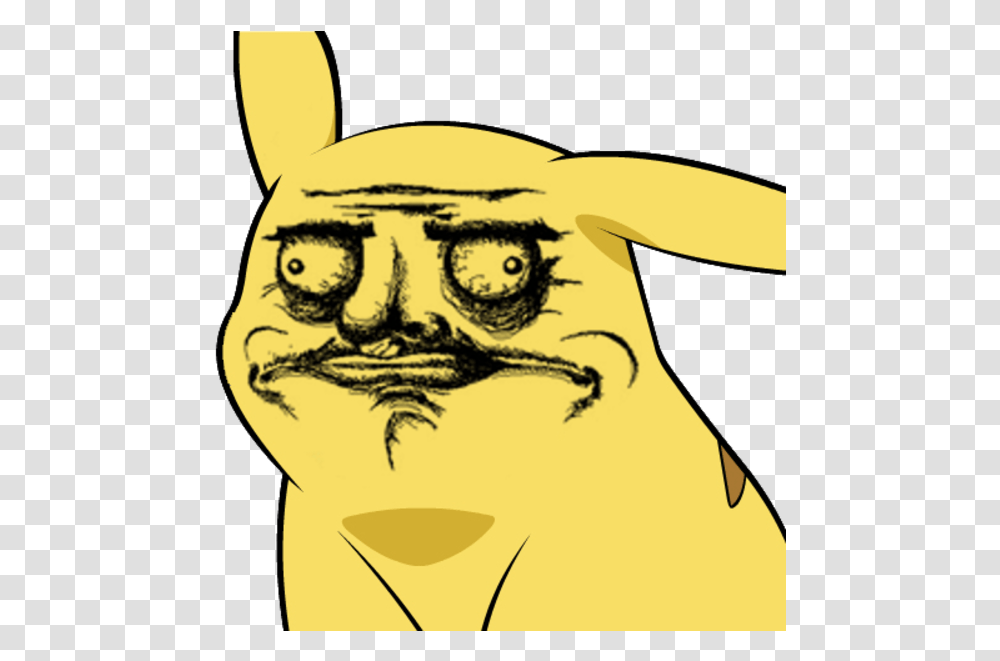 Pikachu Face Yellow Black Facial Expression Black And Vector Troll Face Meme, Animal, Mammal, Drawing Transparent Png
