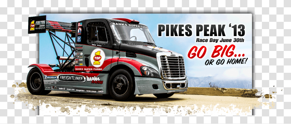 Pikes Peak Hill Climb Semi Trucks, Vehicle, Transportation, Tire, Logo Transparent Png