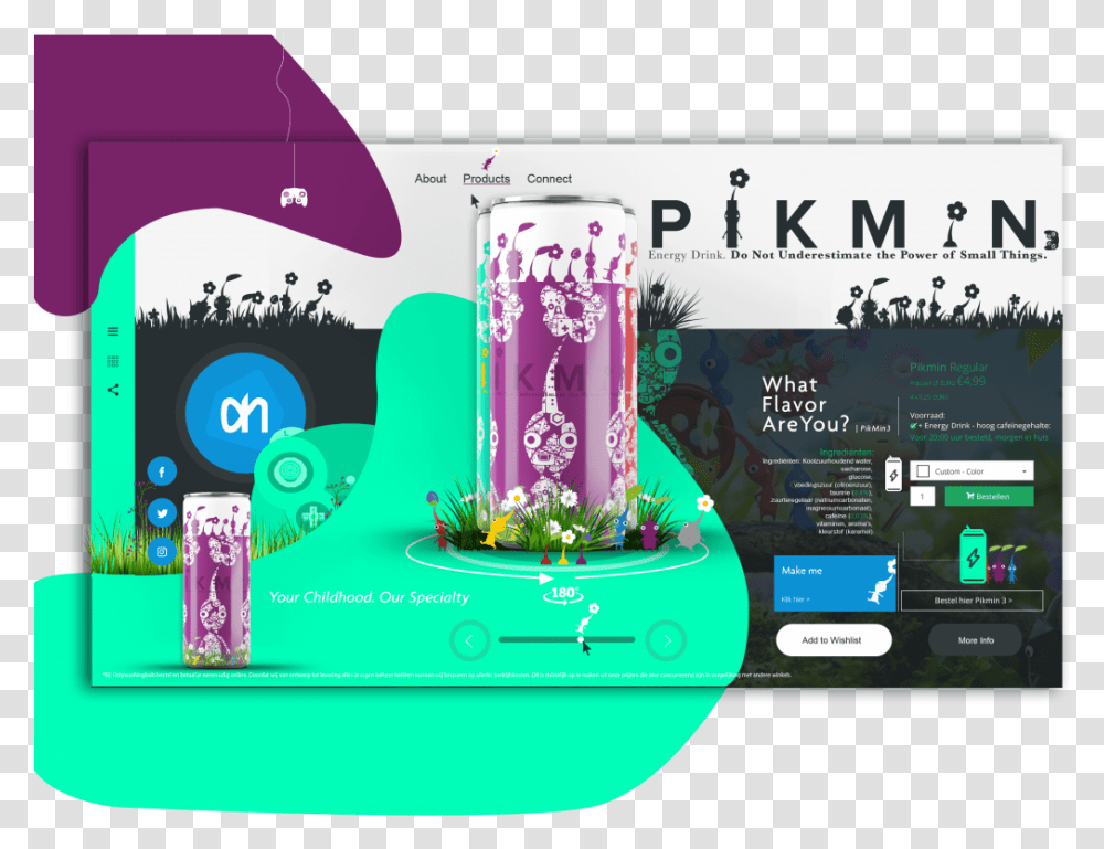 Pikmin Energy Drink Energy Drink Landing Page, Advertisement, Poster Transparent Png