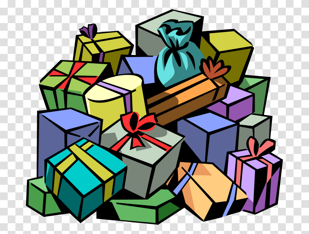 Pile Of Christmas Presents With Ribbons, Gift Transparent Png