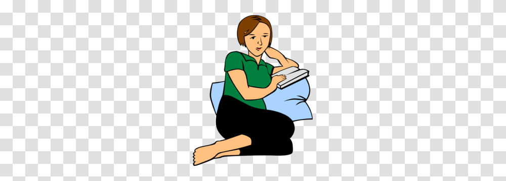Pillow Reading Clip Art, Person, Human, Female, Girl Transparent Png