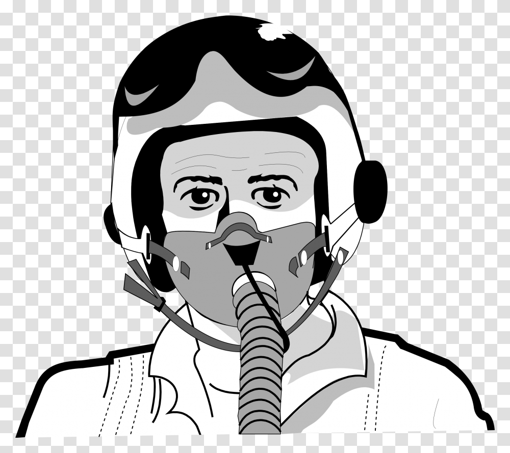 Pilot Drawing Mask Clipart Black And White Pilot, Head, Person, Human, Face Transparent Png