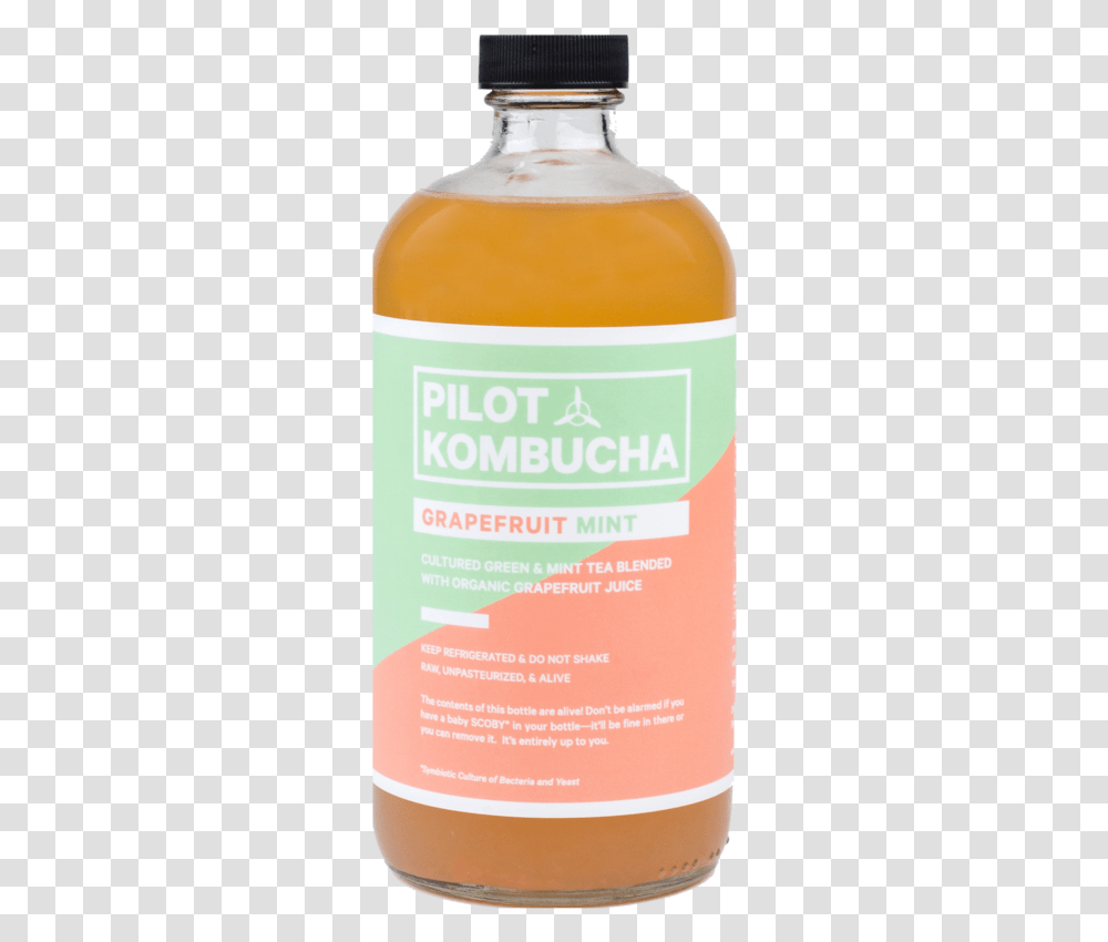 Pilot Kombucha 08 Bottle, Beer, Label, Plant Transparent Png