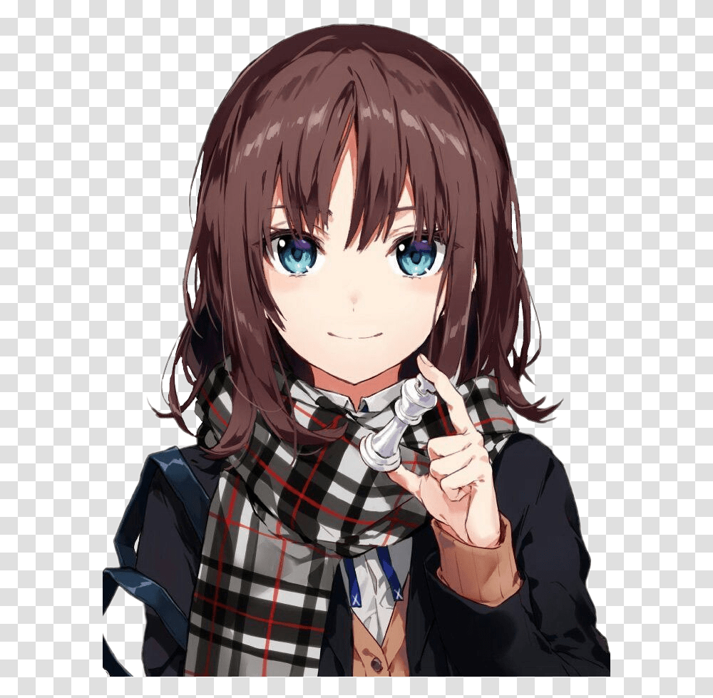 Pin Anime Girl With Brown Hair And Blue Eyes, Manga, Comics, Book, Person Transparent Png