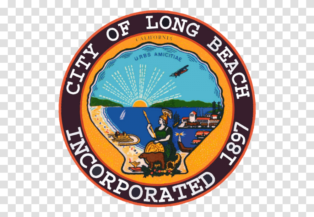 Pin Long Beach California Seal, Label, Text, Logo, Symbol Transparent Png