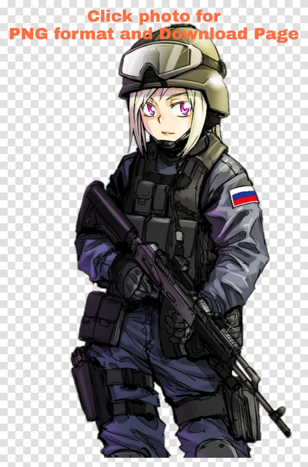 Pin Oleh Afkar Ulwan Di My Fav Gadis Animasi Seni Anime Soldier Girl, Helmet, Clothing, Apparel, Person Transparent Png