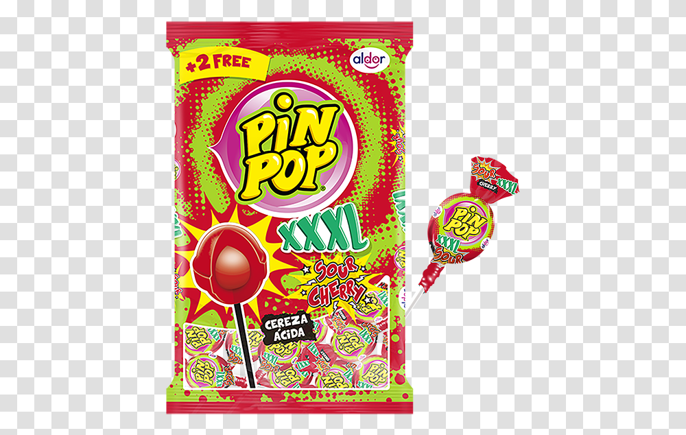 Pin Pop Xxxl Sour Cherry Aldor Pin Pop Sour Cherry, Candy, Food, Lollipop, Flyer Transparent Png